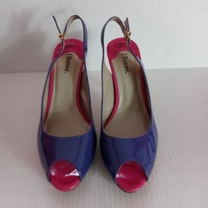 J. Renee' Olive (Grape Red Pink) Patent Leather Sling Back Heels Size 10M
